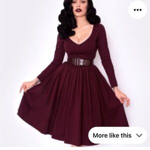 2X La femme en noir Marilyn swing dress in oxblood.